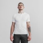 ノーブル メンズ ライトウェイト ヘンリー Tシャツ ホワイト