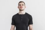 ノーブル メンズ ライトウェイト ヘンリー Tシャツ ブラック