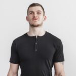 ノーブル メンズ ライトウェイト ヘンリー Tシャツ ブラック