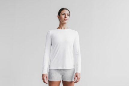 ノーブルレディース長袖Tシャツホワイト