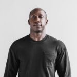 Nobull メンズ ヘビーウェイト ロングスリーブ ポケット Tシャツ ブラック