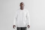 Nobull メンズ ヘビーウェイト ロングスリーブ ポケット Tシャツ ホワイト