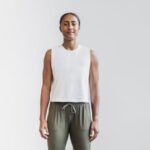 Nobull レディース ヘビーウェイト ノースリーブ クロップ Tシャツ ホワイト