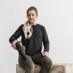 Nobull レディース ヘビーウェイト ロングスリーブ ポケット ボクシー Tシャツ ブラック