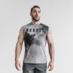 NobullメンズノースリーブTシャツ（水彩花柄）グレー