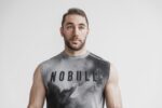 NobullメンズノースリーブTシャツ（水彩花柄）グレー - 画像 (3)