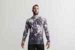 NobullメンズロングスリーブTシャツ（ディップダイ）ホワイト＆ブラック