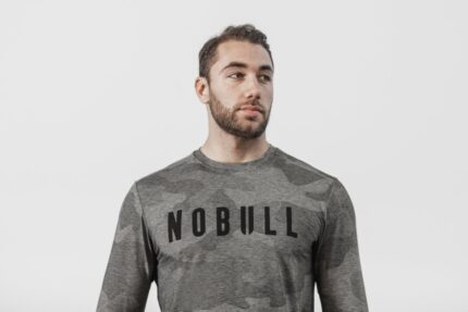 NobullメンズロングスリーブTシャツ（迷彩）グレー